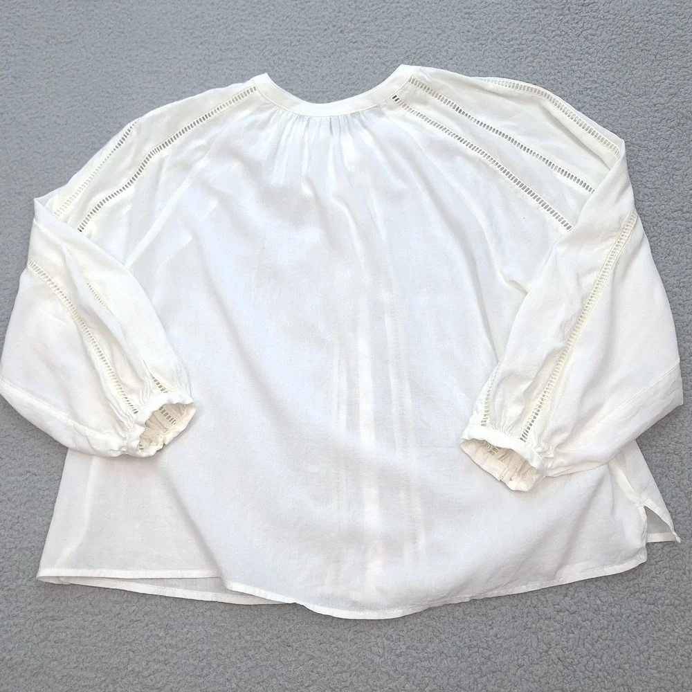 Old Navy‎ Blouse Womens Small White Embroidered Button Front Boho Cottagecore